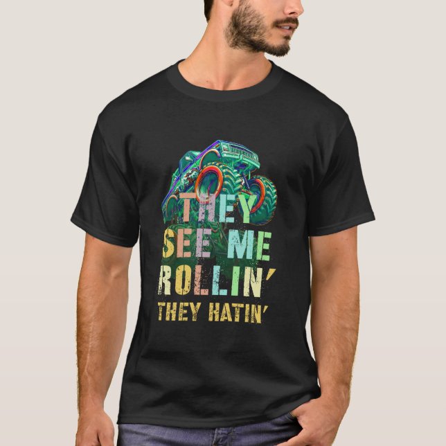 Camiseta Monstro Engraçado... VEEM-ME A ROLLIN'Hatat'Thi (Frente)