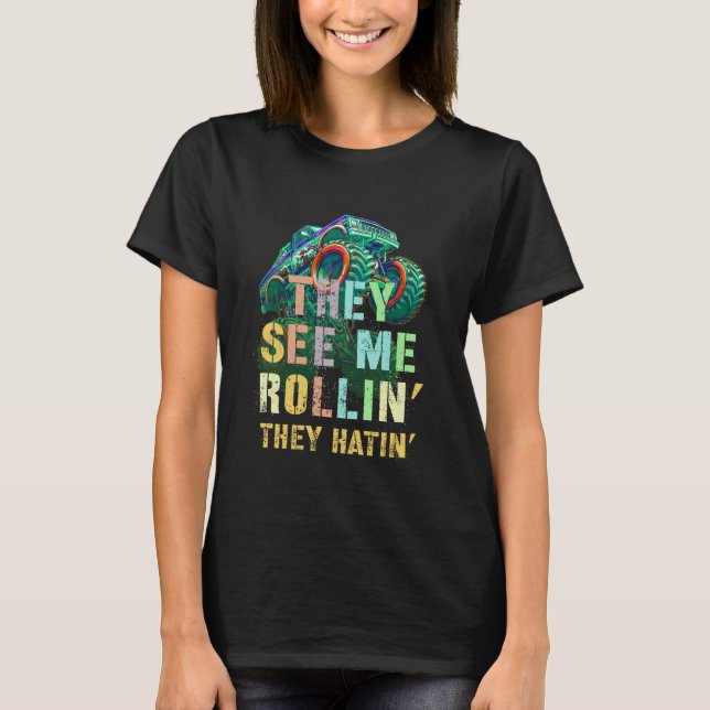 Camiseta Monstro Engraçado... VEEM-ME A ROLLIN'Hatat'Thi (Frente)