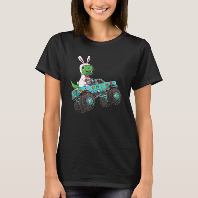 Camiseta Monstro felz pascoa de Truck Trex Dinossaur Bunny  (Frente)