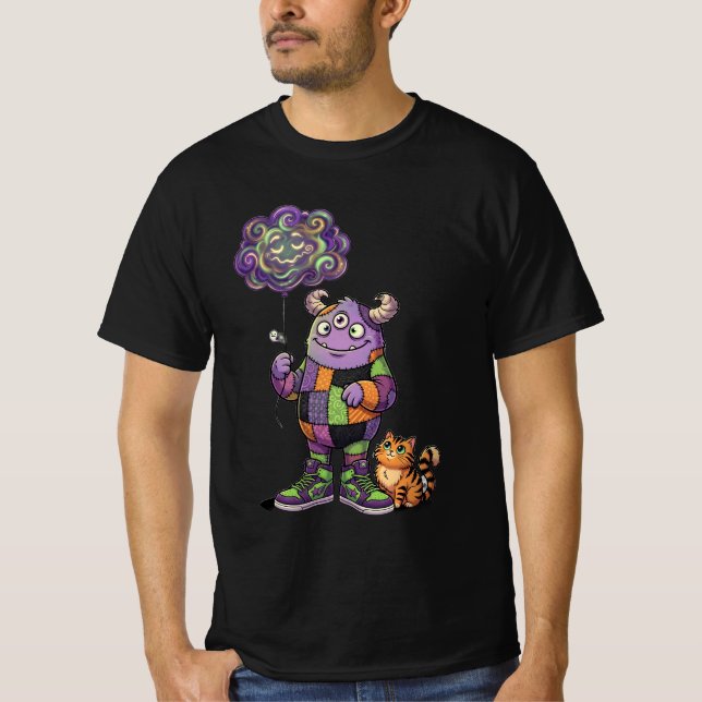 Camiseta Monstro Fofo & Gato (Frente)