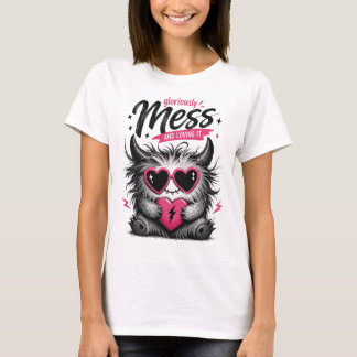 Camiseta Monstro Gótico Fofo Gráfico Gloriosamente Bagunçad