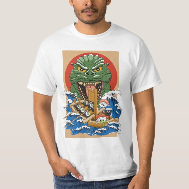 Camiseta Monstro Japonês Sushi Lover (Frente)