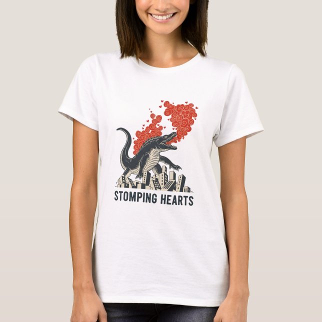 Camiseta Monstro Kaiju Corações Pisoteando (Frente)