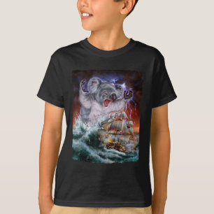 Camiseta Monstro Koala Como Kraken Ataca Um Navio De Guerra