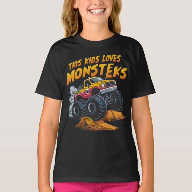 Camiseta Monstro Majestoso Caminhão Conquistando Montanha d (Frente)