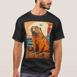 Camiseta Monstro Toupeira Kaiju Anime Manga Vintage Retro