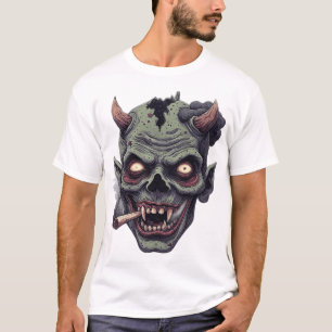 Camiseta Monstro Verde com Chifres Gráfico
