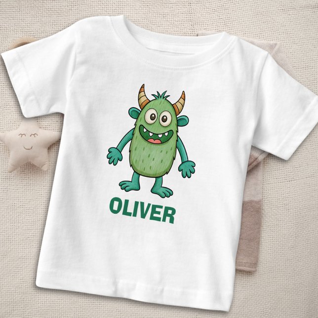 Camiseta Monstro Verde Fofo Personalizado (Criador carregado)