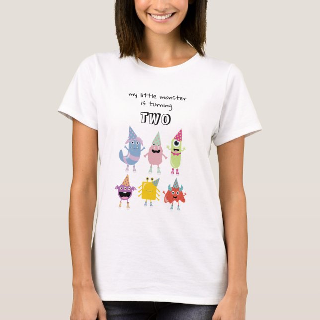 Camiseta Monstros Coloridos Bonitos Engraçado Menino Mamãe  (Frente)