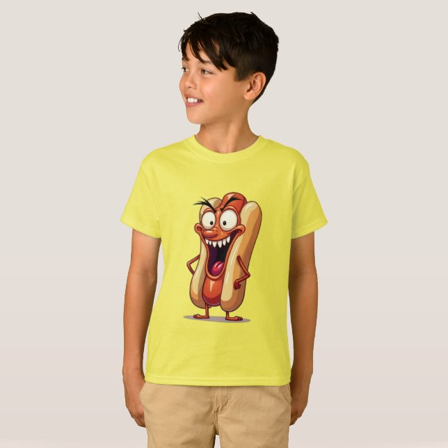 Camiseta Monstros da Comida CACHORRO-QUENTE DO MAL (Frente Completa)
