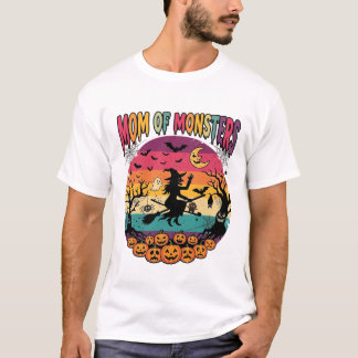 Camiseta Monstros da Mamãe Bruxas de Halloween Abóboras Mor