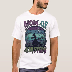 Camiseta Monstros da Mamãe Bruxas do Halloween Lua Abóboras