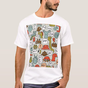 Camiseta Monstros de Cartoons Bonitos: Fundo Ininterrupto