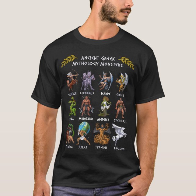 Camiseta Monstros de mitologia grega antiga (Frente)
