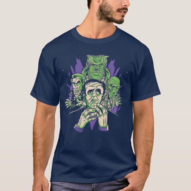 Camiseta Monstros de Terror Clássico de Halloween Vampiro Z (Frente)