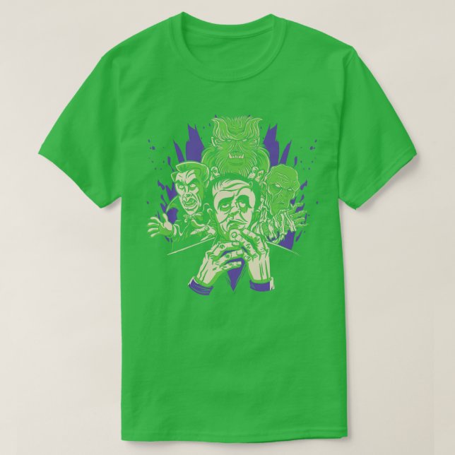 Camiseta Monstros do Horror das Halloween clássicos em vamp (Frente do Design)