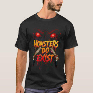 Camiseta Monstros Existem Olhos Assustadores Tatuagem Horro