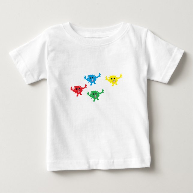 Camiseta Monstros felpudos coloridos (Frente)