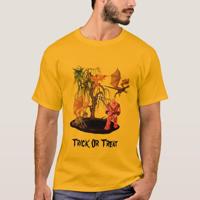 Camiseta Monstros Goblins cria Halloween (Frente)