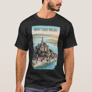 Camiseta Mont-Saint-Michel França Ilustração Arte Viagem