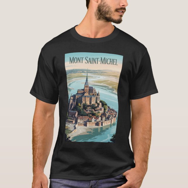 Camiseta Mont-Saint-Michel França Ilustração Arte Viagem (Frente)