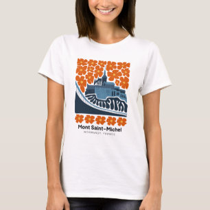 Camiseta Mont Santo Michel Normandy França viagem floral