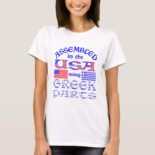 Camiseta Montada nos EUA com peças gregas femininas