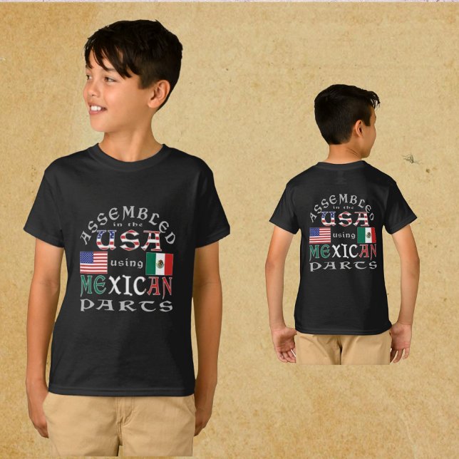 Camiseta Montado nos EUA usando o Mexicano Parts Personaliz (Criador carregado)