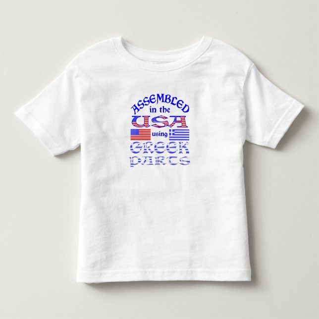 Camiseta Montado nos EUA usando peças gregas (Frente)