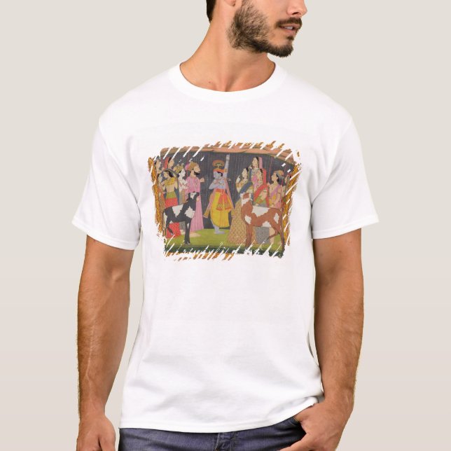 Camiseta Montagem de levantamento Govardhana de Krishna, (Frente)