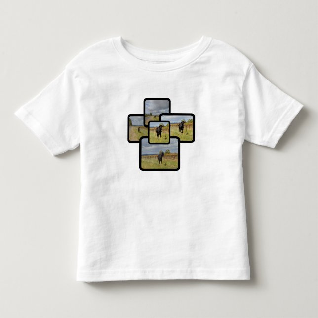Camiseta Montagem de Vaca Negra Fuja, (Frente)