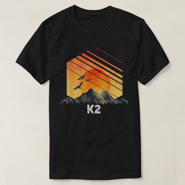 Camiseta Montagem K2 Vintage Mountain Sunset 80s (Frente do Design)