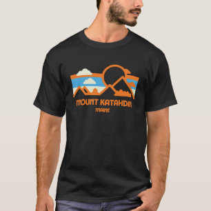 Camiseta Montagem Retro Katahdin Maine Range Sunset
