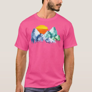 Camiseta Montagens de Aquarela Artística, Montagens Em Pé-D