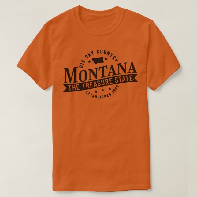 Camiseta Montana Big Sky Country The Treasure State Est 188 (Frente do Design)