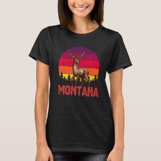 Camiseta Montana Deer Hunter Sunset Vintage Retro Hunting