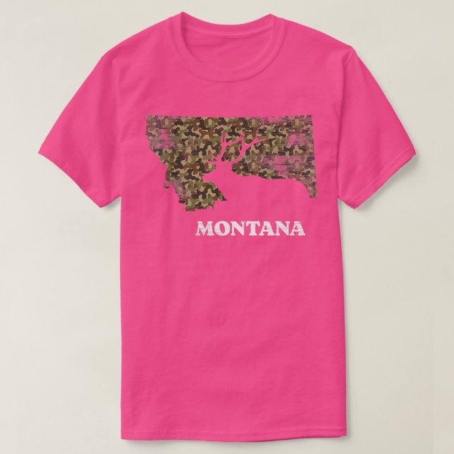 Camiseta Montana Elk Deer Hunting Camouflage Montana Hunter (Frente do Design)