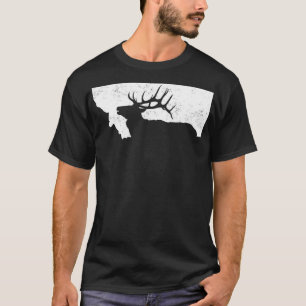 Camiseta Montana Elk Hunting Bull Elk MT Forma de Estado MT