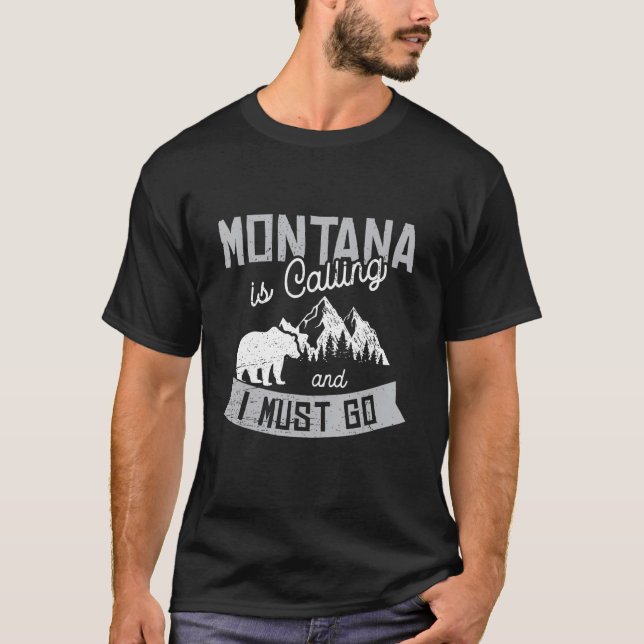 Camiseta Montana Is Calling & I Must Go Bear Mountains Vint (Frente)