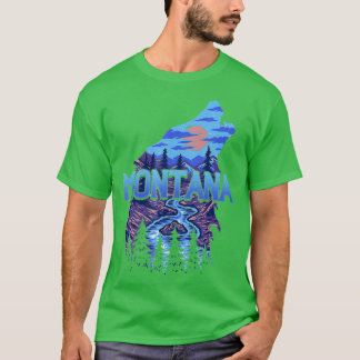 Camiseta Montana Retro Vintage Mountain Outdoor Wolf