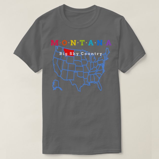 Camiseta Montana USA Big Sky Country Com Mapa (Frente do Design)