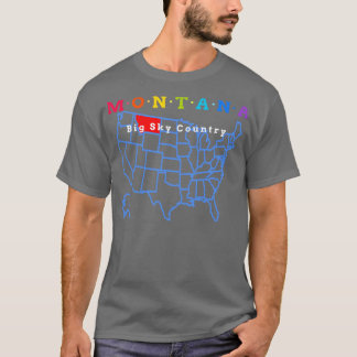 Camiseta Montana USA Big Sky Country Com Mapa