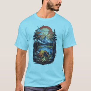Camiseta Montanha acampando de trás