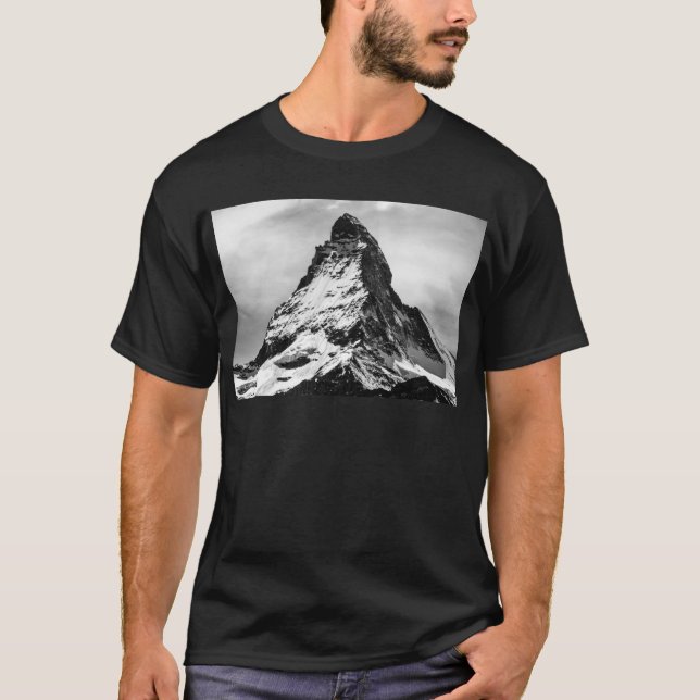 Camiseta Montanha alpina icónica Matterhorn preto e branco (Frente)