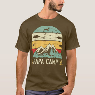 Camiseta Montanha Árvore Campanha Feliz Dia de Acampamento 