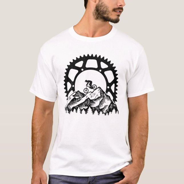 Camiseta Montanha - Bifurcação - Bicicleta De Bicicleta Ret (Frente)