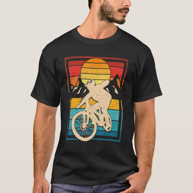 Camiseta Montanha - Bike Para Homens Retro (Frente)