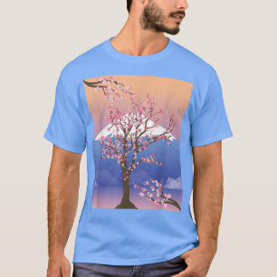 Camiseta Montanha Bonito Sakura Árvore Japonesa Flor Bl