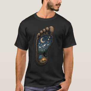 Camiseta Montanha da Pegada do Pé Grande Acampamento Noturn