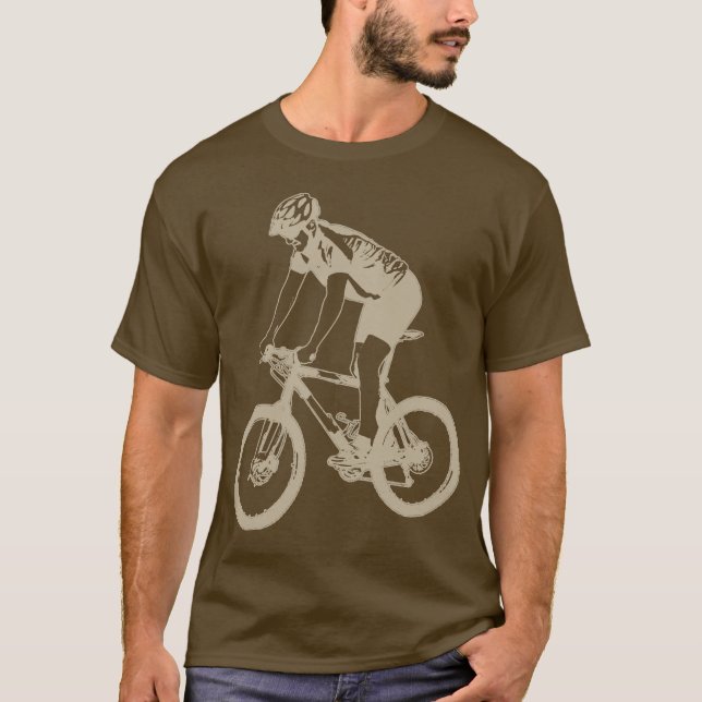 Camiseta Montanha de MTB que Biking a silhueta de solo, (Frente)